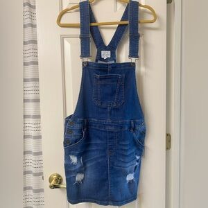 Wax Jeans Adjustable Straps Distressed Denim Overall Dress Size Large